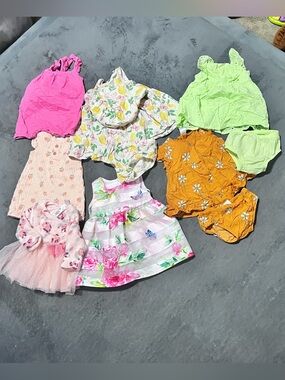 Baby Girl Clothes Bundle 0-3M, 3M & 3-6M Carter's Wonder Nation Little Lass 7pc